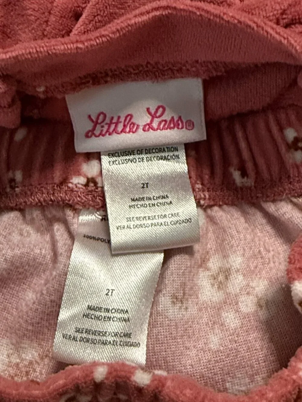 Little Lass pink fleece matching set girls 2T teddy bear floral girlhoodcore